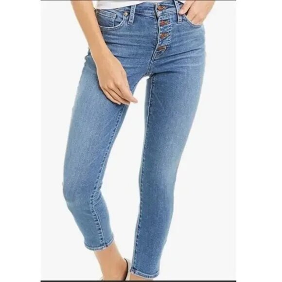 Madewell Denim - Madewell 9” Mid-Rise Skinny Crop Button Fly Jeans Sz 28